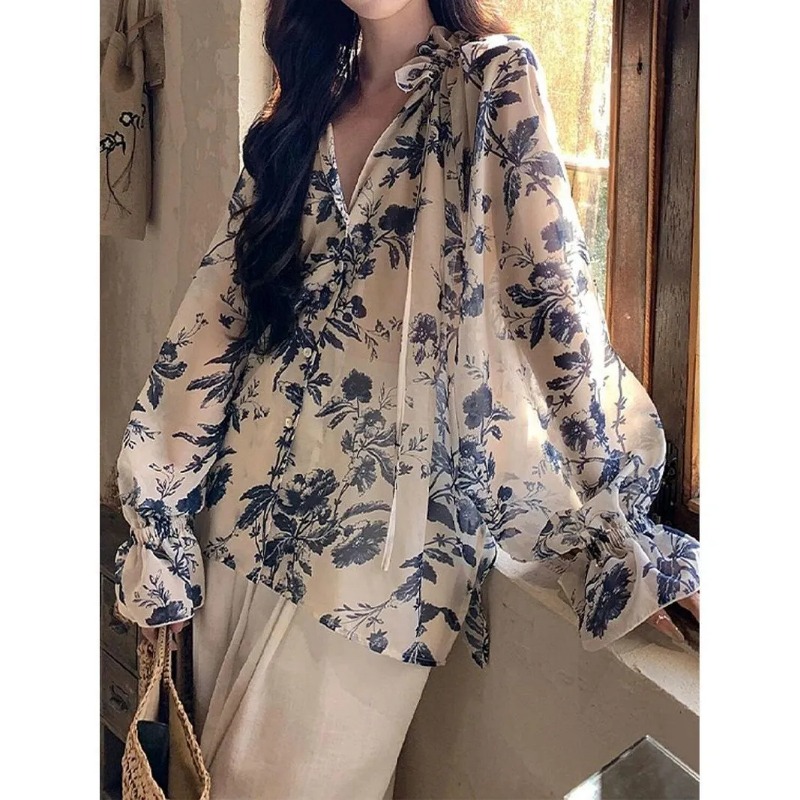 Sewing V - بلوزة نسائية صيفية من الشيفون بطبعة