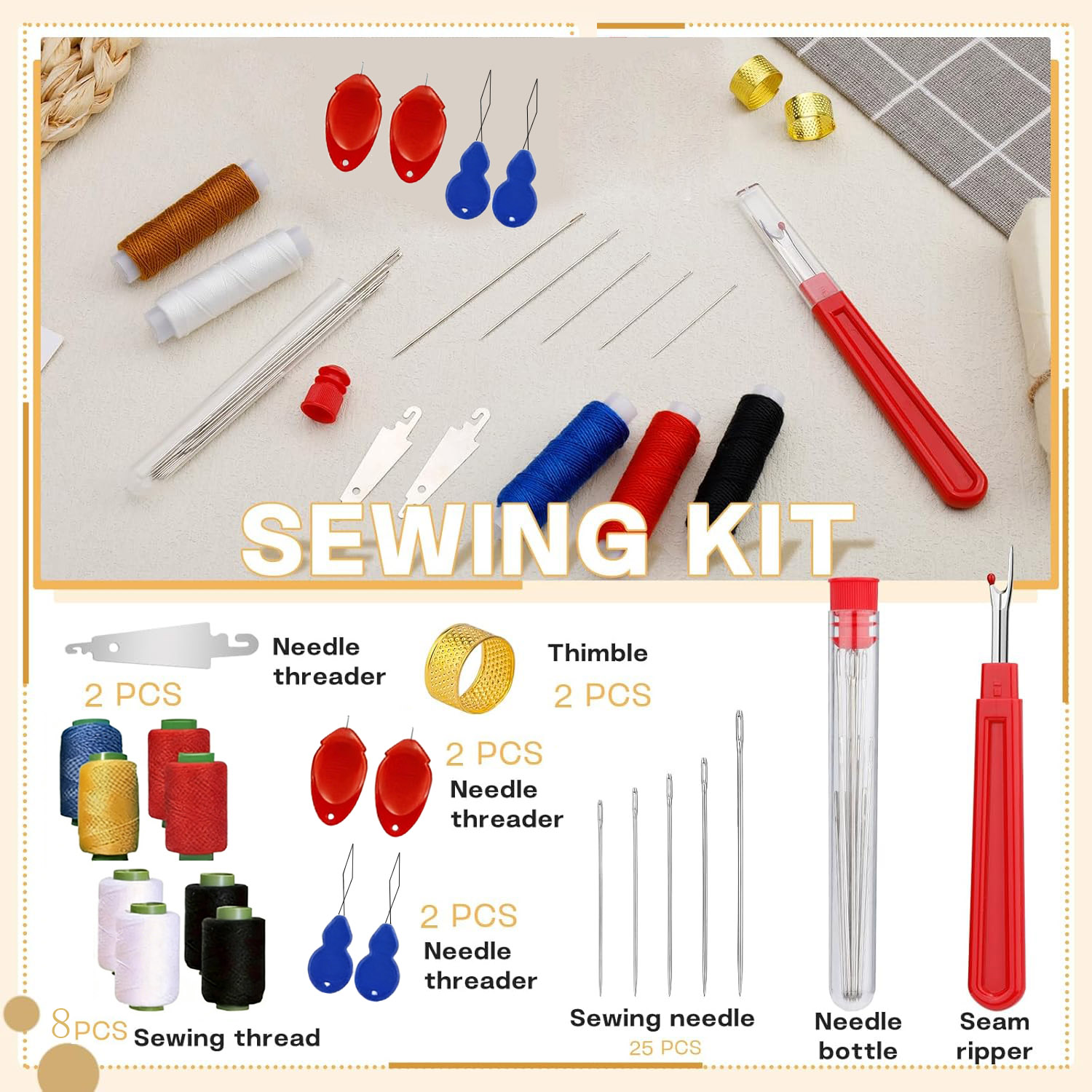 Sewing Repair - طقم إبر خياطة كبيرة العين 43