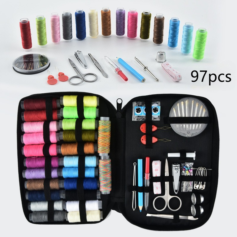 طقم خياطة مكون من 97 قطعة مع م - مراجعة Sewing Thread Production وسعره