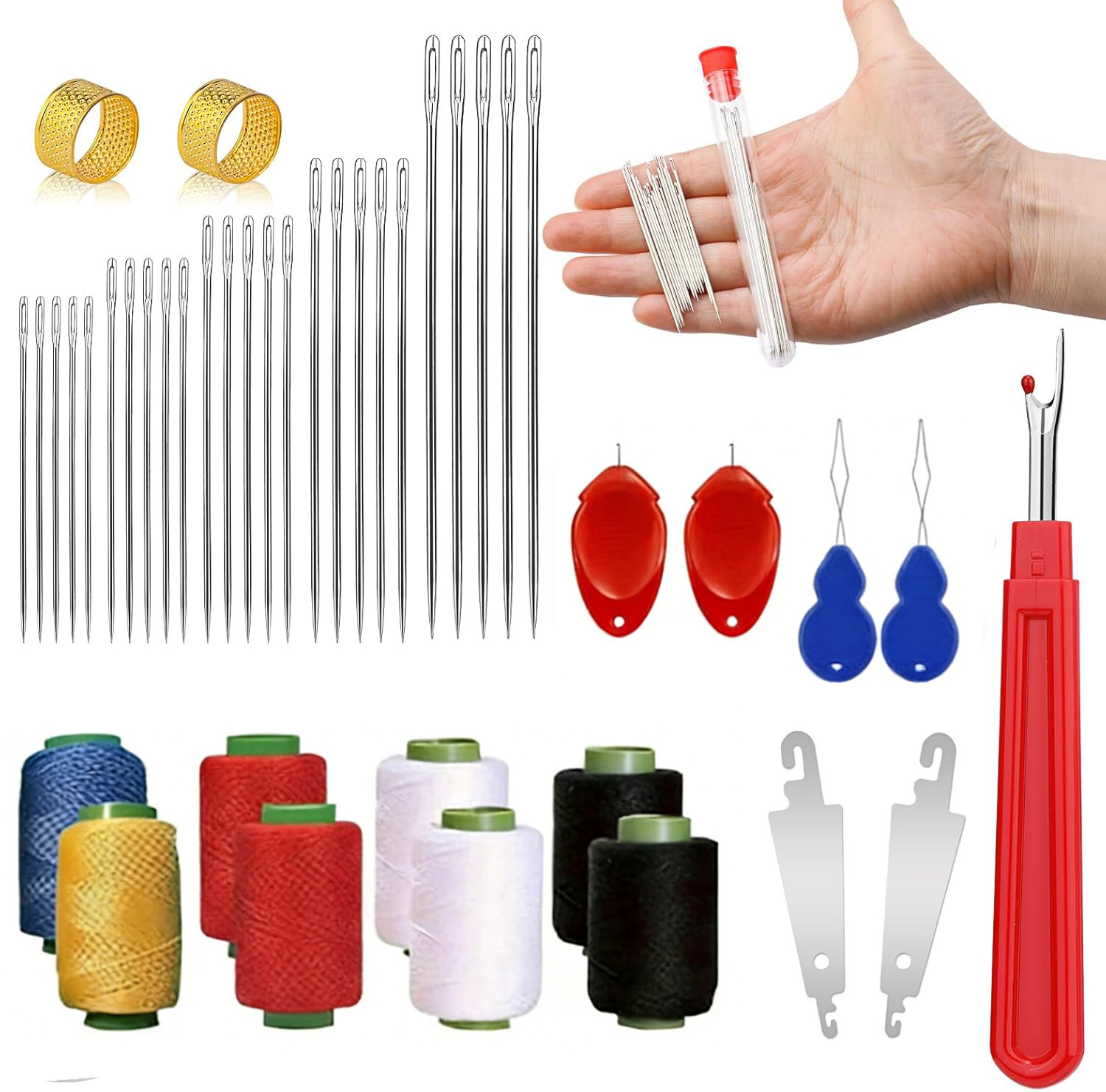 طقم إبر خياطة كبيرة العين 43 ق - مراجعة Sewing Repair وسعره